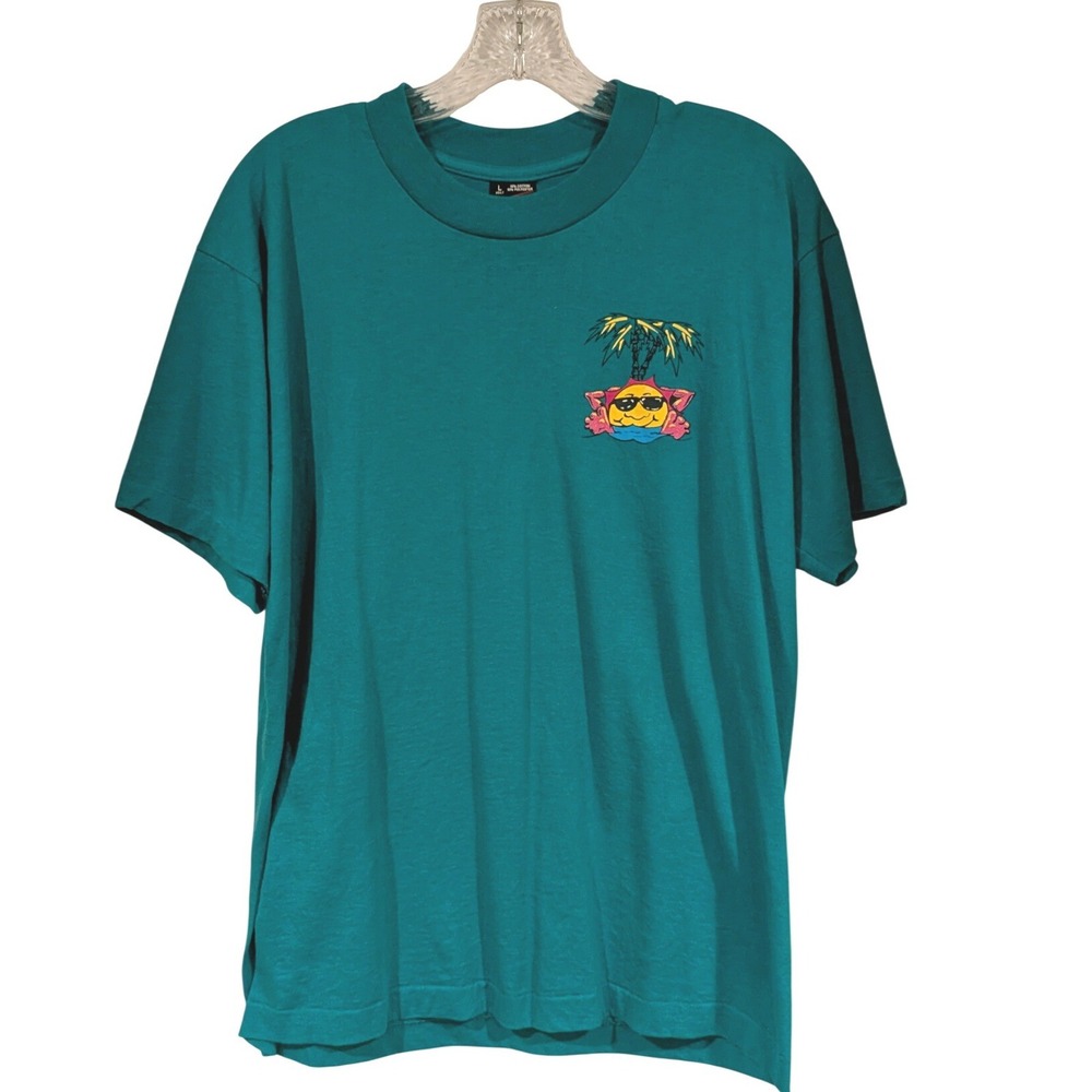Fruit of the Loom T-Shirt L Teal 1994 Splash Bash Single Stitch Vintage 90s USA